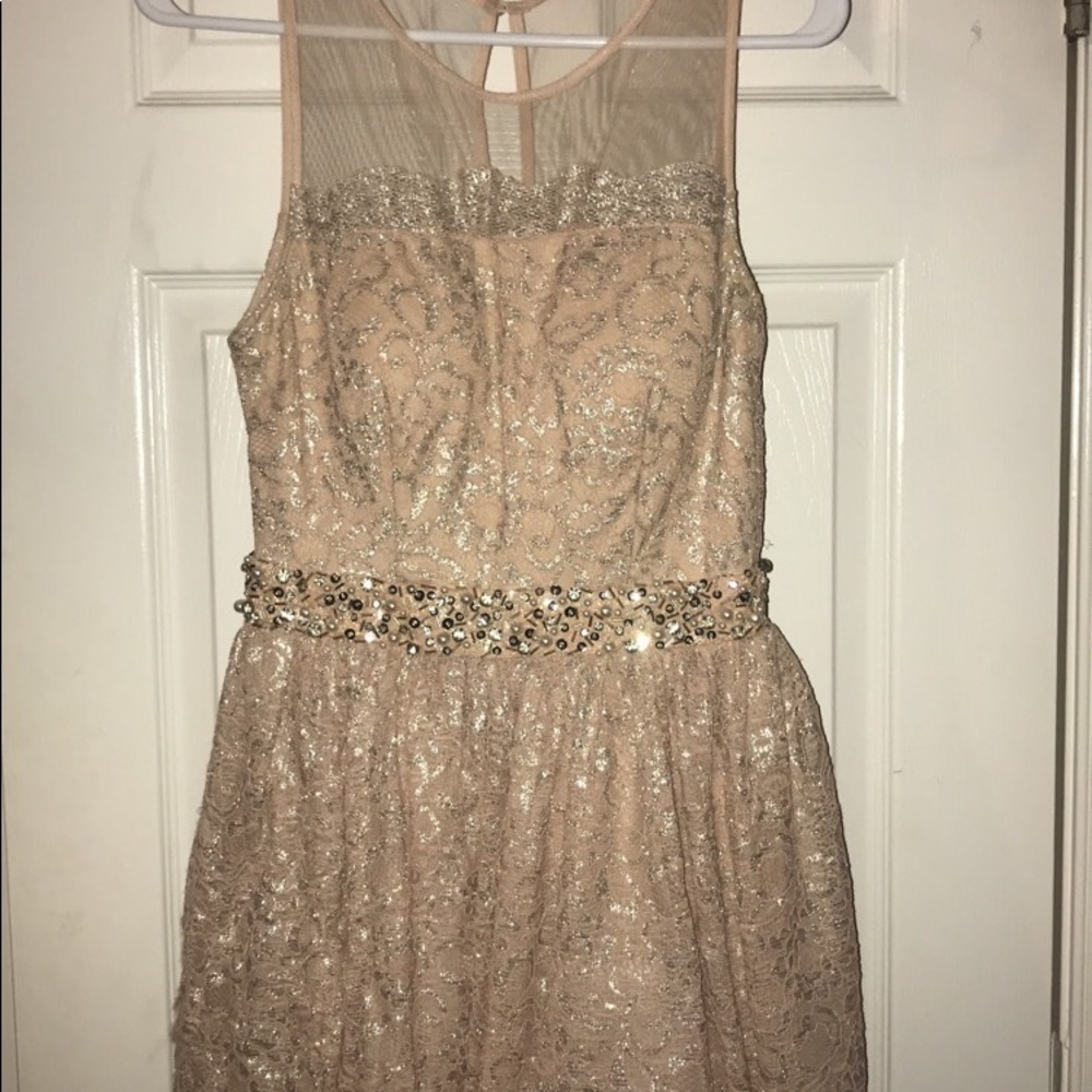 Mauve/Light Pink and Silver Formal Dress